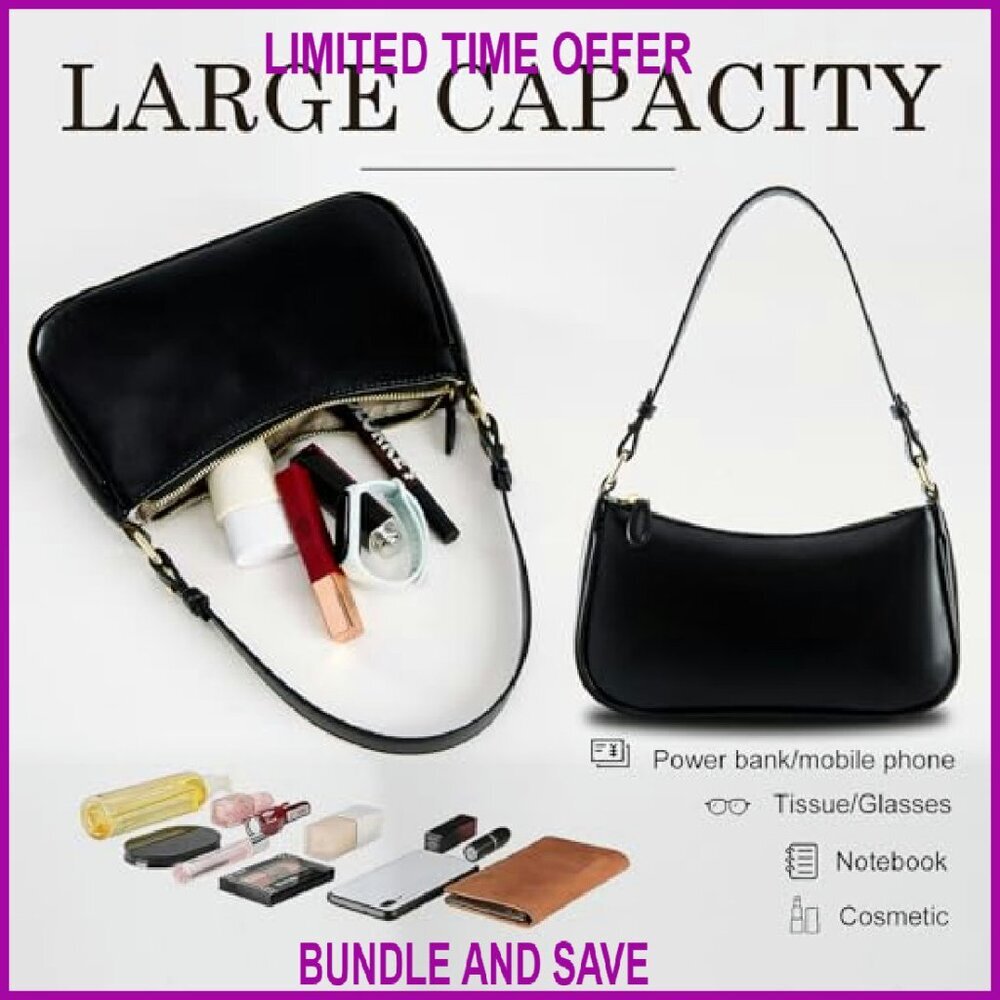 Small Shoulder Bag with Removable Straps, Zipper Closure, PU Leather - Picture 3 of 8